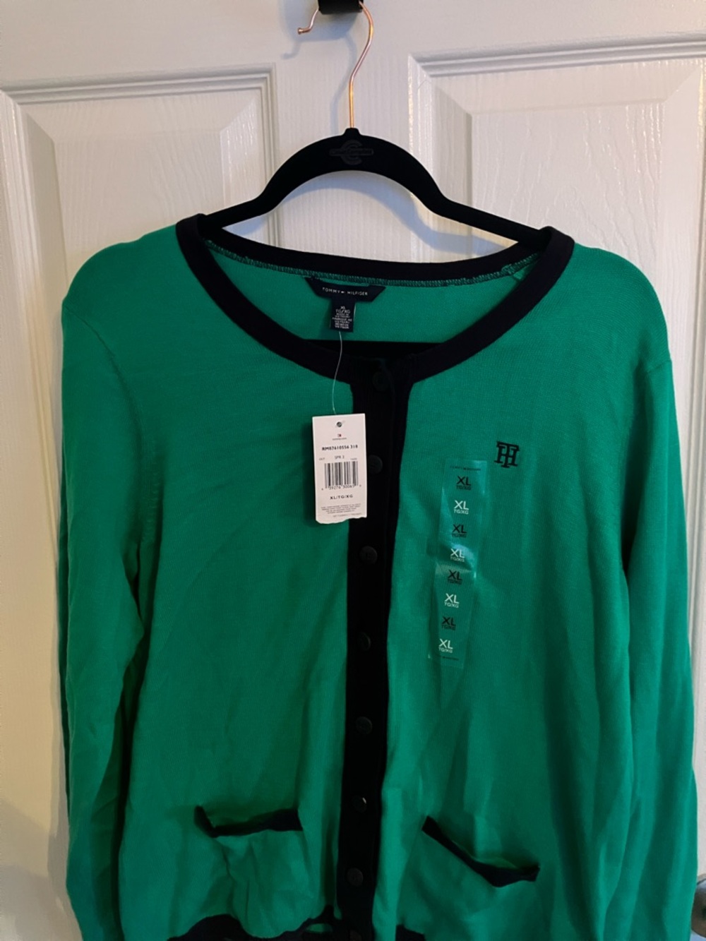Tommy Hilfiger Emerald Green Cardigan with Black Trim